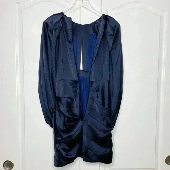 NWT - ACLER Paringa Satin Blouson Balloon Sleeve Size 4 Midnight - Navy Blue - Picture 7 of 15